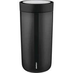 Stelton To-Go Click Thermal Mug, divsienu izolācijas flakons, nerūsējošs, necaurlaidīgs kafijas krūzītis/ tējas krūze ar Smart Click vāku, karstiem un aukstiem dzērieniem, 0,4 litri, melns