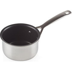 Le Creuset Antihaftbeschichteter Milchtopf aus 3-ply Edelstahl, Ø 14 cm, Für alle Herdarten inkl. Induktion geeignet, Silber, 96201214001000