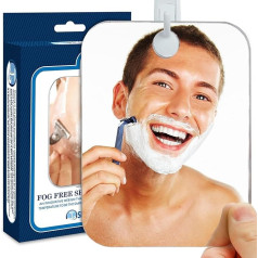 Shave Well Deluxe Antibeschlag Duschspiegel - Großer Anti Fog Rasierspiegel für Männer und Frauen - Selbstklebender Haken - Rahmenlos - Reisen Camping Fitnessstudio - Unzerbrechlich