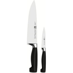 ZWILLING Vier Sterne Messerset, 2-teilig (Kochmesser 20cm, Spickmesser 10cm), Rostfreier Spezialstahl, Ergonomischer Kunststoff-Griff, Schwarz [Ražots Vācijā]