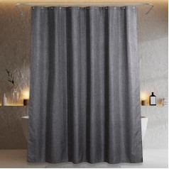 Duschvorhang Graue Badezimmer Vorhang: Leinen Stoff Anti Schimmel Waschbar Wasserabweisend Polyester Duschvorhang Badewanne - Elegante Dekorative Shower Curtain - 200x183 cm