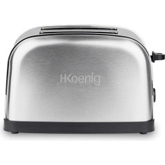 H.Koenig Slices TOAS7 2 Bread Slices, Stainless Steel, 7 Browning Levels, Defrosting, Quick and G Toaster, Stainless Steel, 1 Litre, Silver