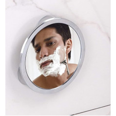 iDesign miroir maquillage à ventouse pour la salle de bain, petit miroir rond anti-buée en métal chromé, miroir salle de bain, argenté