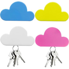 NC 4 Pieces Magnets Key Holder, Multicoloured Cloud Shape Magnetic Key Holder Organiser Self-Adhesive Key Ring Wall Magnets Key Holder for Door Entrance Wall