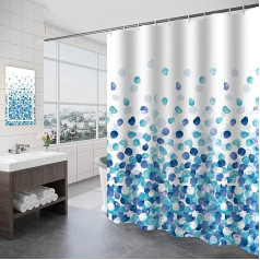 Tennove dušas aizkars 280 x 200 cm biezs poliestera audums Blue Petals Vannas istabas dušas aizkars Ilgi mazgājams ūdensizturīgs vannas aizkaru komplekts ar āķiem, svērta apmale