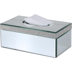 Taschentuchbox, rechteckig, silberfarben mit Spiegeln und Glitzern