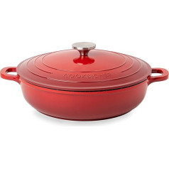 Non Stick Aluminium Stockpot - Oven Safe Aluminium Cooking Pot - 3.9 L, 28 cm, Red - by Nuovva