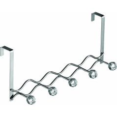 Premier Housewares Tür-Garderobe, Chrom, 5 Haken mit Strasssteinen, transparent