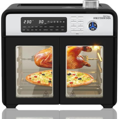 CHEF -O- MATIC divdurvju cepeškrāsns 28L divdurvju 18 programmas 1700W iekštelpu grils tosteris rotisserie pārtikas dehidrators LCD ekrāns