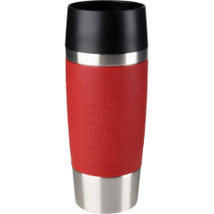 Tefal Auslaufsicherer Reisebecher Travel Mug, Wiederverwendbare Trinkflasche to Go, Quick Press Verschluss, Silikon-Flaschenhülle, rot, 1 gab (1 iepakojums)