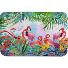 goodbath Flamingo vannas paklājiņi Flamingo tropu palmu lapas Absorbējošs īpaši mīksts neslīdošs vannas paklājs vannas istabai Virtuves grīdas paklājs 60x40cm rozā zaļš