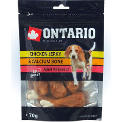 Ontario Gardums suņiem : Ontario Chicken Jerky & Calcium Bone, 70g