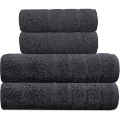 Luxury Cotton Towels Set 2 Bath Towels and 2 Hand Towels - Hotel Quality Super Soft Highly Absorbent (Charcoal)