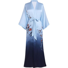 Prodesign Sieviešu halāts Maxi Long Kimono Loungewear Sieviešu garš ziedu drukāts peldmētelis Ziedu raksts Halāts Satīna Sieviešu elegants naktsveļa apģērbs