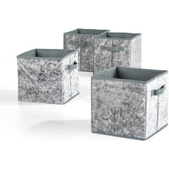 Urban Shop Crushed Velvet Storage Cube - Grey