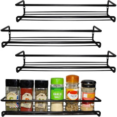 Belle Vous 4 Piece Wall Mounted Spice Rack Organizer for Cupboard - Single Tier Hanging Organiser for Pantry - Spice Rack - Pantry Door Organizer - Spice Storage Brand