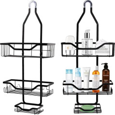 Zsanhua Hanging Shower Caddy 3 līmeņu nerūsējošā tērauda vannas istabas plaukti Bez urbšanas Rustproof Vannas istabas dušas plauktu organizators ar ziepju trauku šampūna ziepēm vannas sūkļa dvieļiem