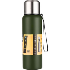 Hangrow Thermal Flask 1.0L dubultā slāņa tīra nerūsējošā tērauda karstu aukstu dzērienu pudele izturīga pārnēsājama kempinga pārgājienu zaļa