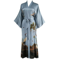 Ledamon Sieviešu zīda kimono halāts, 100 % zīds - klasisks ziedu halāts, naktskrekls