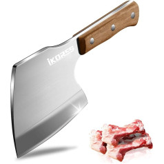 IKORES Hackmesser, Hackbeil Für Knochen zum Schneiden von Fleisch und Knochen, Fleischermesser mit Full Tang Birnenholzgriff, für Küche