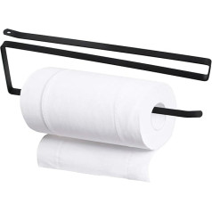 Kitchen Roll Holder Wall No Drilling 25 cm Wall Roll Holder Kitchen Roll Cling Film Cabinet Roll Holder Multifunctional Wall Mounted Paper Roll Holder for Kitchen Towel Cling Film Black