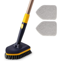 Yocada Tub Tile Scrubber Brush, 2-in-1 tīrīšanas birste, 58 collu regulējams teleskopiskais stienis, stingras sari, tīrīšanas spilventiņi tīrīšanai, vannas istaba, virtuve, tualete, siena, vanna, flīzes, izlietne, nesaskrāpē, pelēks