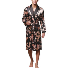 Asskyus Viegls satīna miega halāts, kimono kleita vīriešiem, peldmēteļi vīriešiem, garš stils