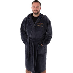 Yellowstone Blue Hooded Bathrobe for Men | Izbaudiet Dutton Ranch ASV TV šova komfortu | Atbrīvo savu iekšējo kovboju ar šo stilīgo mājas mēteli atpūtai