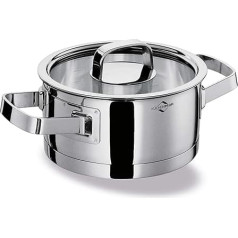 Küchenprofi San Remo Stewing Pot 16 cm Height 7.5 cm Cooking Pot 1.25 L Induction Pot Stainless Steel Safety Glass Lid