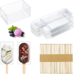 Skaidrs Popsicle Cake kastes 3,7 x 2,2 x 1,5 collu PET kaste saldējuma kaste Plastmasas kūka Candy Treats