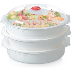 3 x Microwave Dishes, Food Storage Containers with Lid, Microwave Plate with Lid, 3 L Microwave Bowl, Storage Jars Bowl with Lid, Can be Used as Storage Containers, Suitable for Steamers Cool