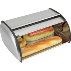 Bread Bin Stainless Steel Bread Box with Lid, Bread Box, 33 x 24 x 15 cm, Non-Slip Base, Bread Bin for Kitchen Worktop, Bread Container for Storing Bread and Cakes