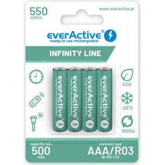 Uzlādējamas baterijas r03/aaa 550 mah blisteris 4 gab. infinity line tehnoloģija gatavas lietošanai