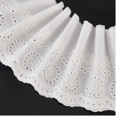 FINGERINSPIRE 6,8 m kokvilnas izšūti Eyelet Lace Trim 15,5 cm plata balta mežģīņu lenta ziedu Eyelet Lace lentes kokvilnas šķiedras apkakle Lolita kostīms meitenes kleita pet apģērbs