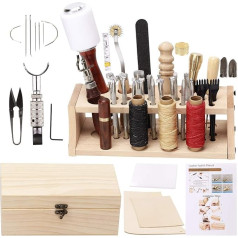 Ekalee Leather Craft Tool Kit with Instructions, Leather Work Tools with Stamp Set, Hand Sewing Needles for DIY Leather Processing and Saddle Making