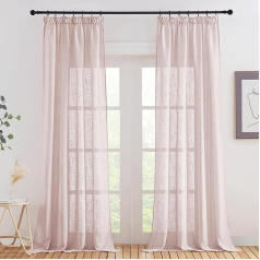 PONY DANCE Aizkari bērnu istabas meitenēm - Ruffle Tape aizkari Dusky Pink puscaurspīdīgi aizkari Living Room Linen Look aizkari ar Ruffle Tape komplekts no 2 H 245 x W 140 cm