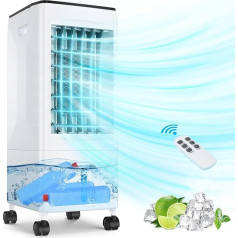 Mobile Klimaanlage mit 1-7H Timer & Fernbedienung, 3 in 1 Luftkühler Verdunstung, 120° & 60° Oszillation, 3 Geschwindigkeiten, 60W Leistung, 5.5L Wassertank & Universalrollen, Fensterlose Klimaanlage