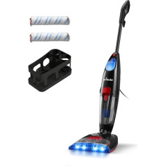 Vileda JetClean 3-in-1 grīdas tīrītājs ar diviem rezerves ritenīšiem un piederumu turētāju - putekļu sūcējs, tīrītājs un žāvētājs tikai vienā solī, sūkšanas mops visām cietajām grīdām, eko iepakojums