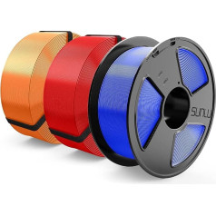 Sunlu PLA+ gija MasterSpool, PLA Plus 3D spausdintuvo gija su daugkartinio naudojimo rite, 3 kg 3D spausdinimo PLA+ 1,75 mm gija, tvarkingai suvyniota, matmenų tikslumas +/- 0,02 mm, mėlyna, raudona, oranžinė