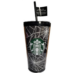 STARBUCKS ekskluzīvs ierobežots 2021 tumsā mirdzošs 16oz Grande Spider Web Tumbler - Halloween, melns, zaļš, balts