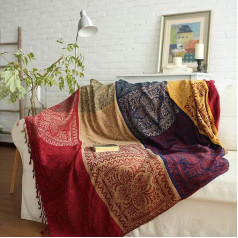 ele ELEOPTION Chenille Throw Blanket Žakarda pušķi Throw Blanket Dīvāna krēsls Cover Dekoratīvs gultas dīvāns Krēsls Tautas cilšu raksts