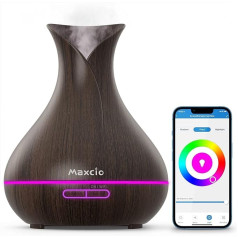 Maxcio Diffusor für ätherische Öle Alexa mit Fernbedienung Maxcio App Steuerung 400 ml Aroma-Diffusor kompatibel mit Alexa/Google Home 2 Modi Nebel WiFi mit Timerfunktion 7 Farben LED BPA-frei