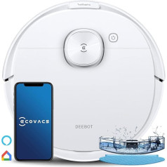 Ecovacs Robotics Deebot N8 (modelis 2021) Putekļsūcējs robots ar tīrīšanas funkciju (OZMO), 2300 PA, robotizēts putekļsūcējs, inteliģentā navigācija (dToF lāzera skenēšana), Alexa, balts