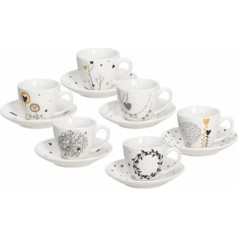 Tognana IR685345563 Espresso tasīte ar šķīvi, porcelāns, 6 gabali, 80 cm3