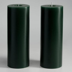 Memoward Pillar Candles tumši zaļas, liels 2 sveču komplekts, ilgs degšanas laiks, aptuveni 100+ stundas, tīras degšanas, bez aromāta, piemērotas mājsaimniecībai, svinībām un ēdināšanas iestāžu dekorēšanai (7,5 x 20 cm, 2 komplekts, tum