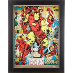 Pyramid International Iron Man (Retro) 30x40 cm, 250GSM PAPERWRAP MDF, melns, 44 x 33 x 4 cm