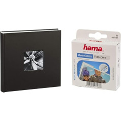 Hama Jumbo fotoalbums 30 x 30 cm (fotogrāmata ar 100 baltām lapām, albums 400 fotoattēliem ar dizainu un līmi), melns un foto stūrīši (500 gabali, pašlīmējošs), caurspīdīgs