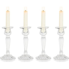 Nuptio Glass Candle Holder Taper Candle Holder: Упаковка из 4 хрустальных конусных держателей свечей Конусный держатель свечи Прозрачная свечная тарелка, конич