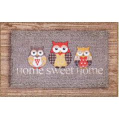 oKu-Tex Doormat | Dirt Trapper Mat | Deco-Soft Entrance | Home Sweet Home Owls | Print | for Indoor | Entrance Area/Front Door/Staircase | Non-Slip | 40 x 60 cm