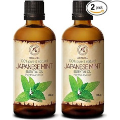 Japānas piparmētru eļļa 2 x 100 ml - Mentha Arvensis - Aromterapijas ēteriskās eļļas difuzoriem un smaržu lampām - Piparmētru eļļa ziepju un sveču ražošanai - Japānas piparmētra ādai, matiem un telpu aromātam